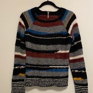 Free People Multicolor Striped Sweater, wool blend
